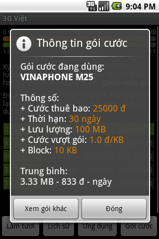  [Phần mềm Việt] 3G Việt   Quản lý lưu lượng và cước 2G/3G cho Android 